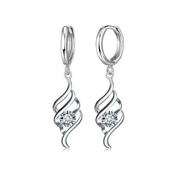 💎 NEW ❤️ Cute Spiral 925 Sterling Silver Bundle Necklace Earrings Modern - Picture 3 of 8